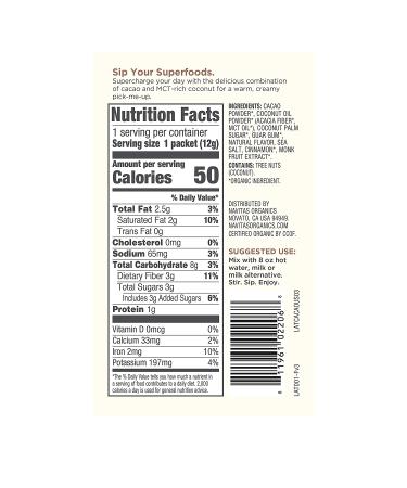 Navitas Organics Cacao Latte  4.2 oz. Pouch  10 Single Servings â Organic  Non-GMO  Dairy-Free Cacao Latte 10 Count (Pack of 1) - Buy Online on GoSupps.com