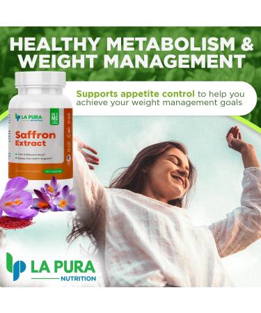 LaPura Pure Saffron Extract 88.5 mg Natural Mood & Energy Booster Supplement Eye & Heart Health Non-GMO Gluten-Free Made in USA 60 Capsules - Buy Online on GoSupps.com