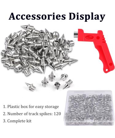 JULMELON 120PCS 1/4 Stainless Steel Track Cross Country Spikes | Golf Shoe Spikes with Wrench - Sprint Sports Short Running Shoes - Buy Online on GoSupps.com