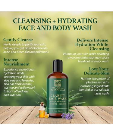 Face & Body Wash with Frankincense Aloe Vera & Salicylic Acid | Soothing Anti-Aging Cleanser for Spa Quality Skincare - International Shipping Available - Buy Online on GoSupps.com