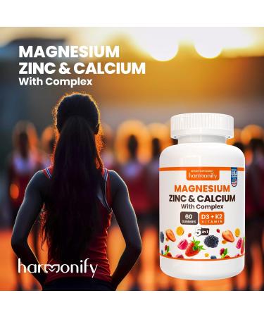 HARMONIFY Magnesium Calcium Zinc with Vitamin D3 & K2 Gummies, Multivitamin for Women and Men, Bone Strength & Muscle Function, Extra Absorption Formula, 30 Days Serving - Buy Online on GoSupps.com