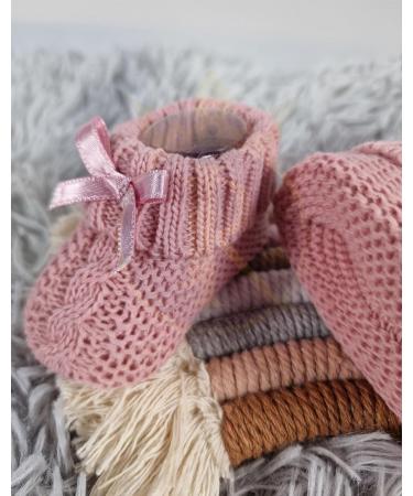 Royal Icon Newborn Baby Booties - Soft Knitted Bootees for Boys & Girls (0-3 Months) - Indoor/Outdoor Use - Rose Gold - Buy Online on GoSupps.com