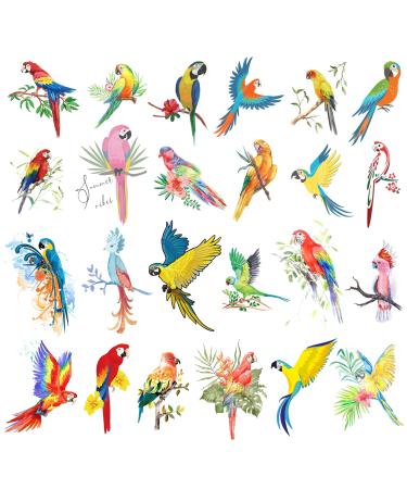 16 Sheets Watercolor Parrot Birds Temporary Tattoos For Women Girl  Colorful Flower Macaw Fake Tattoos Party Favors Arm Leg Chest Art Decals for Kids Adult