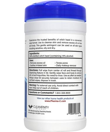 100% Witch Hazel Toner & Astringent Cleansing Wipes - 40 Count Canister (Pack of 1) - Buy Online on GoSupps.com