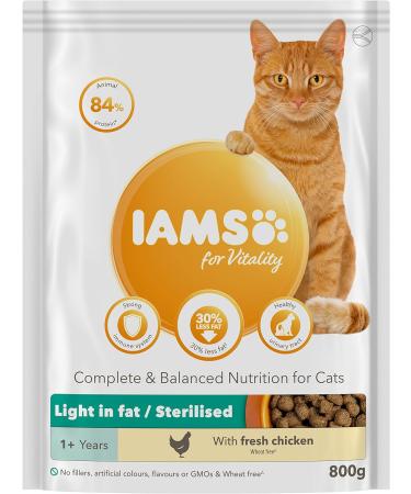 IAMS Low Fat Complete Dry Cat Food for Adult and Senior Cats with Chicken 800 g 800 g (Pack of 1) - Buy Online on GoSupps.com