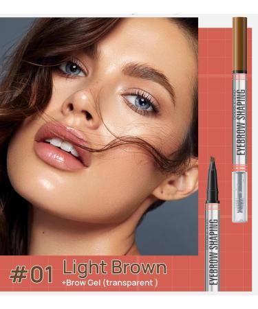 2-In-1 Double-End Eyebrow Shaping Pen & Gel - Waterproof Long-Lasting Light Brown Brow Makeup - Buy Online on GoSupps.com