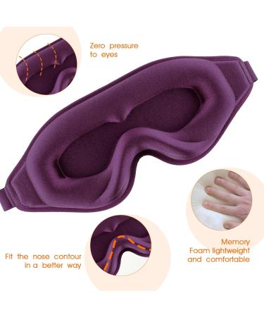 WLLHYF 3D Silk Sleep Mask - Comfortable Adjustable Eye Mask for Deep Sleep - Cute Light Blocking Eye Covers for Men & Women (Purple - Buy Online on GoSupps.com