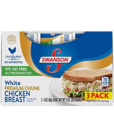 Swanson White Premium Chunk Chicken Breast in Water 3 oz (Pack of 3) - Tender Rib Meat Included - Buy Online on GoSupps.com