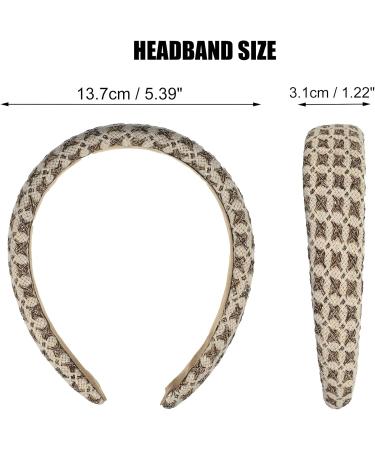 VOCOSTE Tweed Padded Headband Fashion Hairband Knitted Check Pattern White - Buy Online on GoSupps.com