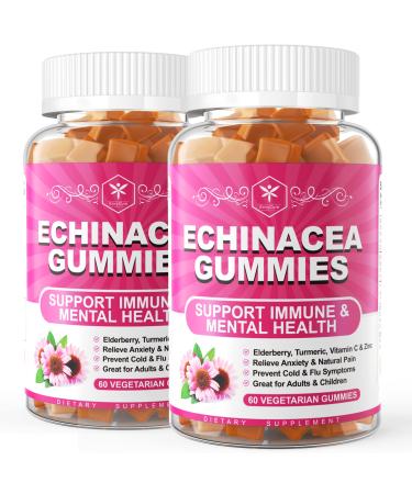 EnvyCure Immune Support Gummies for Adult Kid with Black Elderberry Vitamin C Zinc Echinacea & Turmeric Extract - Vegan Immunity Booster Chewable Sambucus Gummy Antioxidant Herbal Supplement 120 Count