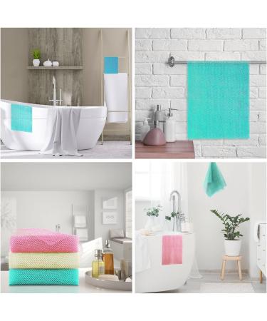 3 Pieces African Net Sponge - Exfoliating Long Bath Scrubber & Body Smoother (Pink Green Off-White) - Ideal for Clean Glowing Skin - Buy Online on GoSupps.com