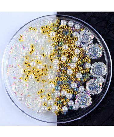 Heart Nail Rhinestones Nail Ornament White Auroras Transparent Illusions Three Dimensionals Resin Rose Ornament Short Clear Press on Nails 1 count (Pack of 1) SL1 - Buy Online on GoSupps.com