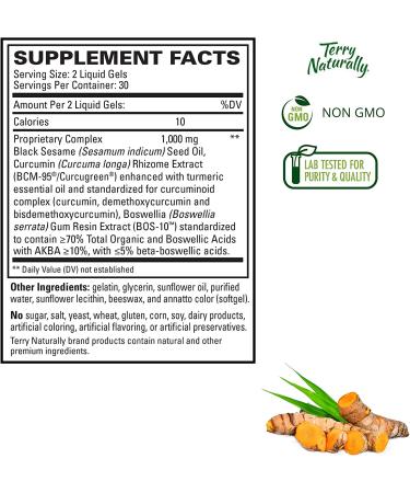 Terry Naturally CuraMed Acute Pain Relief 60 Liquid Gels - BCM-95 Curcumin Boswellia - Fast Dissolving - Non-GMO - Buy Online on GoSupps.com