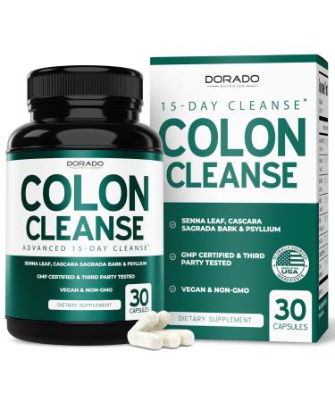 Colon Cleanse & Detox 15 Day Gut Cleanse (30 Count) Intestinal Cleanse Pills & Probiotic for Gentle Laxative & Bowel Relief for Stomach Bloating - Third Party Tested Vegan Non-GMO - Made in USA