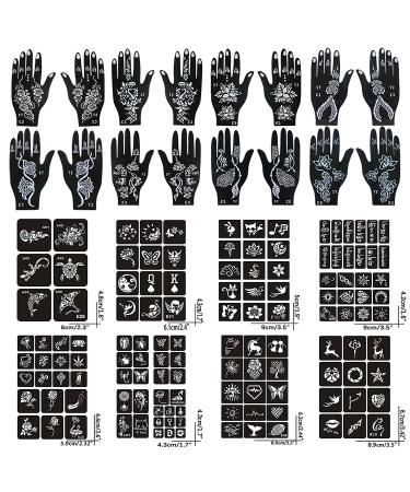 138 PCS Reusable Henna Tattoo Stencils Kit for Women, Teens & Girls - Black Tattoo Templates for DIY Body Art - Henna-1 - Buy Online on GoSupps.com