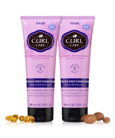 HASK CURL CARE Intensive Deep Conditioner Treatements for curly hair- vegan formula, cruelty free, color safe, gluten-free, sulfate-free, paraben-free - Pack of 2