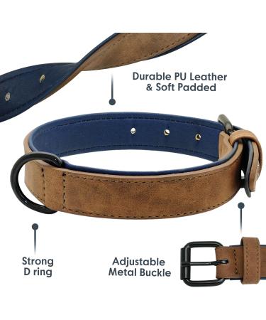 Didog Soft Padded Leather Dog Collar - Adjustable Breathable & Durable for Small to Large Dogs (Brown L 33-40 cm) - Buy Online on GoSupps.com
