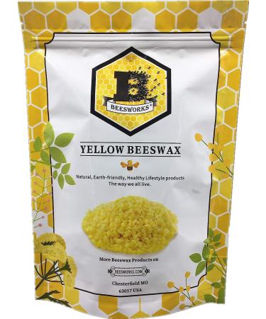 Beesworks Yellow Beeswax Pellets 1lb - Cosmetic Grade, Triple Filtered Beeswax - 1 Pound Pack - Buy Online on GoSupps.com