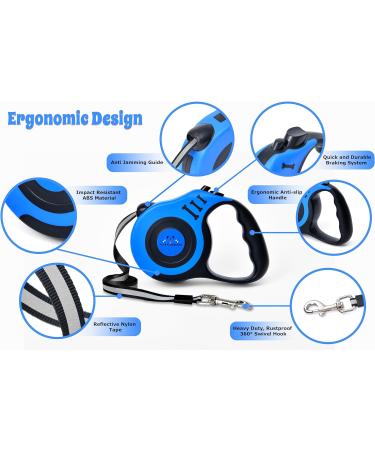 Pets Playground Retractable Dog Lead | Glow in the Dark Reflective Puppy Leash | Long Strong Heavy Duty Blue Lead - 5M - Buy Online on GoSupps.com