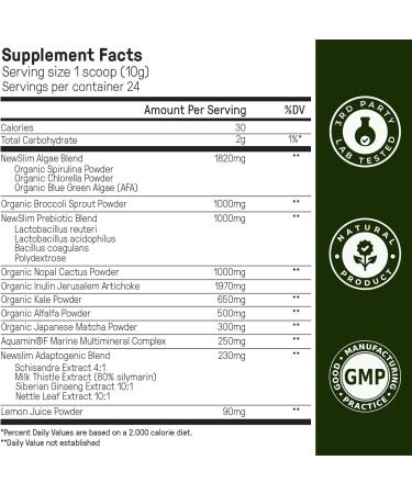 Happy Mammoth NewSlim SuperGreens with Spirulina Chlorella & Prebiotics Blend for Adults Supports Metabolism Energy & Reduces Carb Cravings 24 Servings Vanilla Flavor - Buy Online on GoSupps.com