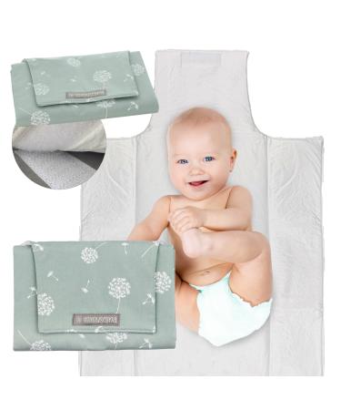 Mimuselina wrap pad on the way - portable diaper pad water repellent and dirt repellent - changing padding on the way padded - foldable winding pad ashable single mint dandelion