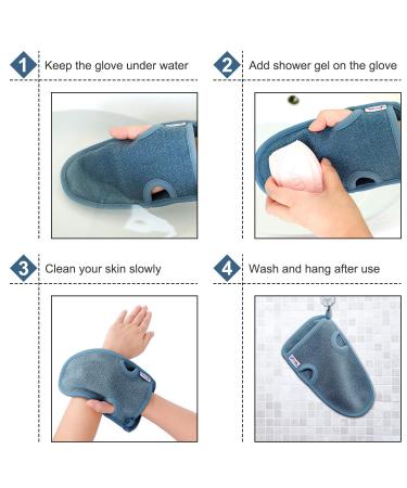 Peeling Glove Set | Bamboo Bathing Sponge & Body Scrubber | Hammam Sauna Loofah | 2-Piece Gray - Buy Online on GoSupps.com