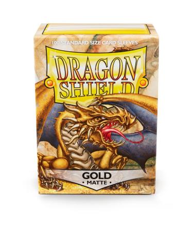 Arcane Tinman Dragon Shield Standard Size Sleeves  Matte Gold 100CT - Card Sleeves are Smooth & Tough - Compatible with Pokemon, Yugioh, & Magic The Gathering Card Sleeves  MTG, TCG, OCG One Size
