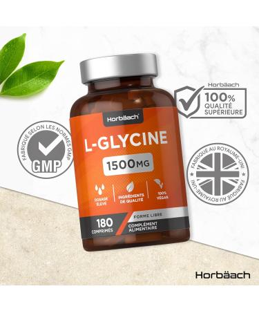 Glycine 1500mg | 180 Vegan Tablets | Essential Amino Acids | Gluten Free & Additive Free Dietary Supplement | Glycine Supplement | by Horbaach - Buy Online on GoSupps.com