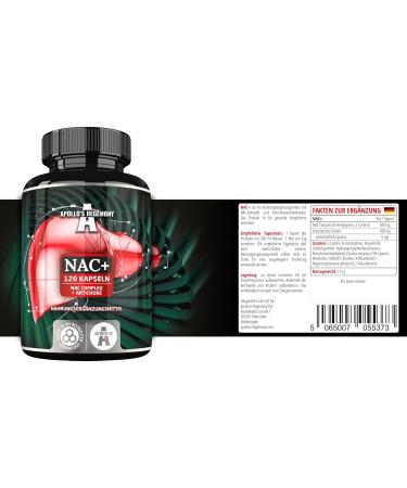 NAC+ 600 mg - N-Acetyl L-Cysteine & Artichoke Extract | 120 Vegan Capsules | Liver Support Amino Acid Supplement | Apollos Hegemony - Buy Online on GoSupps.com