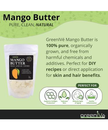 GreenIVe 100% Pure Mango Butter - Fresh Sourced & All Natural (1lb Crumble) | Exclusively on Amazon - Buy Online on GoSupps.com