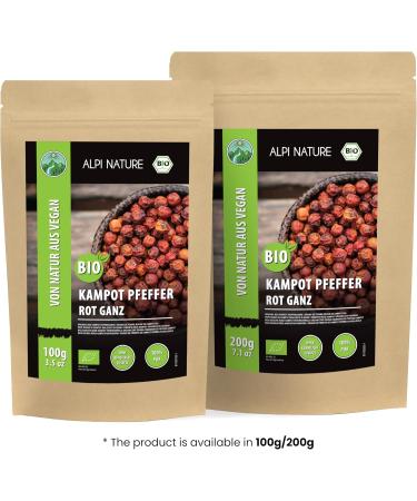 Alpi Nature Poivre Rouge de Kampot BIO 100g Grains de Poivre bio Rouge de Kampot pour la Cuisine 100 GR - Buy Online on GoSupps.com