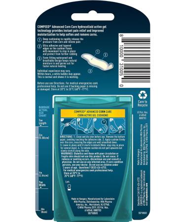 Compeed Advanced Corn Care Hydrocolloid Bandage Cushions - 10 Count (5 Packs) | Corn Toe Pads for Foot Corn Prevention & Treatment - Buy Online on GoSupps.com