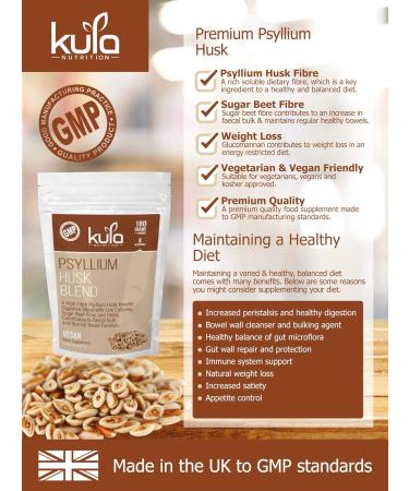 Psyllium Husk Colon Cleanse Powder with Glucomannan, L-Glutamine, Inulin & Probiotics - 180g (18 Servings) - Buy Online on GoSupps.com