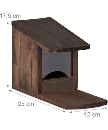 Relaxdays Squirrel Feeder House Feeding Station Box Standing Wooden HWD: 17.5 x 12 x 25 cm Dark Brown Wood and Plastic Pack of 1 10026312_746 - Buy Online on GoSupps.com