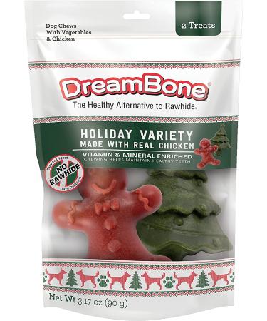 DreamBone Holiday Rawhide-Free Dog Chew Treats | Mixed Shapes with Real Meat and Vegetables | 2 Count - Buy Online on GoSupps.com