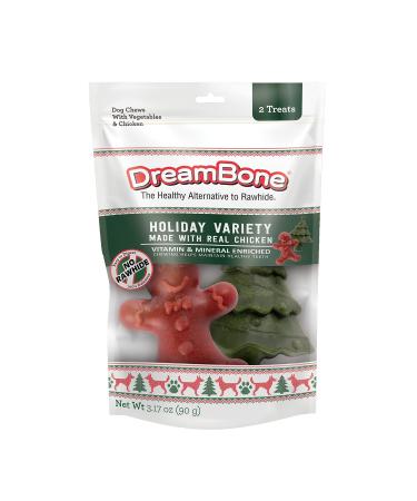 DreamBone Holiday Rawhide-Free Collection, Treat Your Dog to a Chew Made with Real Meat and Vegetables Holiday Mixed Shapes | 2 Count