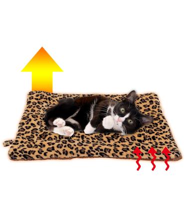 FLYSTAR Cat Bed Mat - Self Self Heating Warming Leopard Cute Cat Pad, Soft Flannel & Cotton, Support Machine Wash and Hand Wash, Comfortable Suitable for Small, Medium, Large Cats/Puppies 15.7"*19.7"