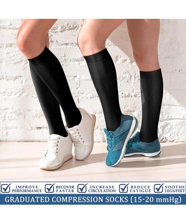 Copper Compression Socks (3 Pairs) 15-20 mmHg - Best for Athletic & Daily Use Men & Women, Running, Climbing Large-X-Large, Black - Buy Online on GoSupps.com