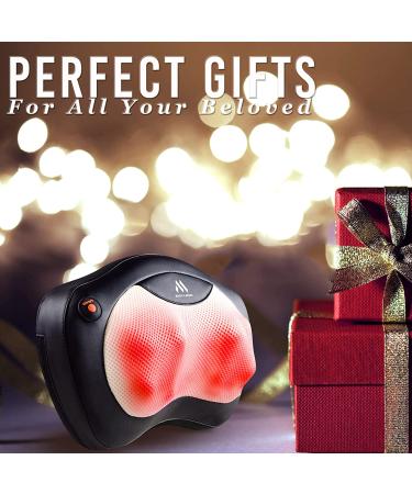 Shiatsu Neck and Back Massager with 8 Heated Rollers - Kneading Massage Pillow for Shoulders, Lower Back, Legs, and Feet - Relaxation Gift for Men and Women - Present for Wife - Black - Buy Online on GoSupps.com