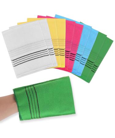10pcs Asian Exfoliating Washcloth Korean Glove Mitten Italian Towel Scouring Cloth for Removing Dead Skin Calluses Pore Cleaning Viscose Rayon Bath Sponges