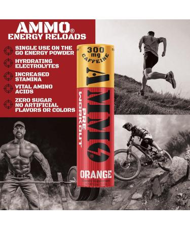 AMMO Pre Workout Powder Single Serve On The Go Sample 6 Pack - Extra Strength 300mg Caffeine Zero Sugar Focus & Pumps 3 Flavors 6-12 Servings - Buy Online on GoSupps.com