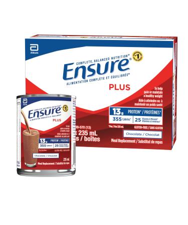 Ensure Plus Meal Replacement Complete Balanced Nutrition Chocolate 12 x 235 mL Can