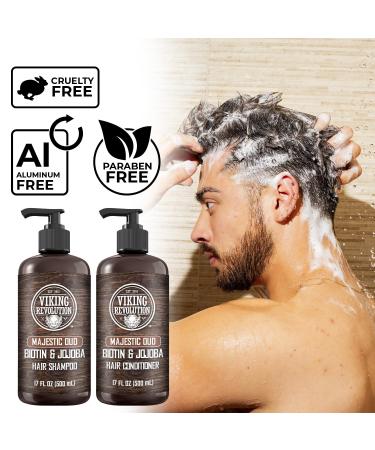 Viking Revolution Majestic Oud Men's Shampoo & Conditioner Set with Biotin & Jojoba Oil - Natural Hair Care for Thinning Hair (17oz) - Pack of 2 - Buy Online on GoSupps.com