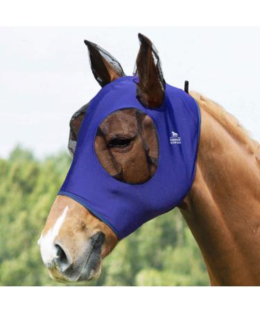 Harrison Howard Super Comfort Stretchy Fly Mask Large Eye Space With UV Protection Skin with Breatathabality Marineblau Medium Medium Marineblau