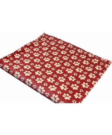 HappyCare Printed Dog Paw Flannel Reverse to Sherpa Throw Blanket - Red/Gold Paw Design - Buy Online on GoSupps.com