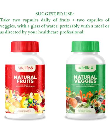 ADELIFE Fruit And Veggies Dietary Supplement, Total 120 Capsules, Earth Energy Fruits And Vegetables, Daily Vitamins, Super Fruits And Veggies Supplements, Vegetable Supplements For Adults,MADE IN USA - Buy Online on GoSupps.com