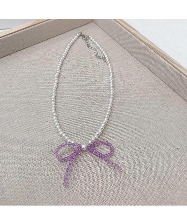 SOUTHJIELING Shimmering Crystal Bow Pendant Necklace - Elegant Black Pearl Jewelry for Women - Buy Online on GoSupps.com