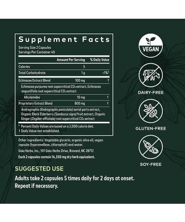 Gaia Herbs Quick Defense - Immune Support Supplement with Echinacea, Black Elderberry & Ginger - 80 Vegan Liquid Capsules - Buy Online on GoSupps.com
