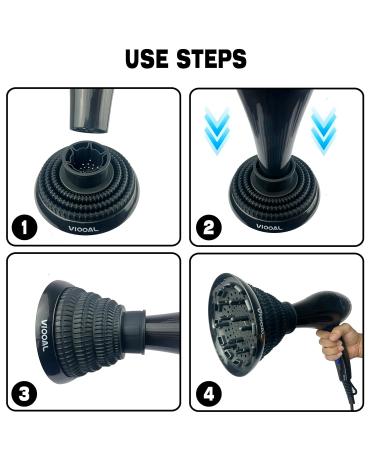 Collapsible Silicone Hair Dryer Diffuser for Curly Hair - Lightweight & Portable Travel Design Fits Most Hair Dryers (Black - Buy Online on GoSupps.com