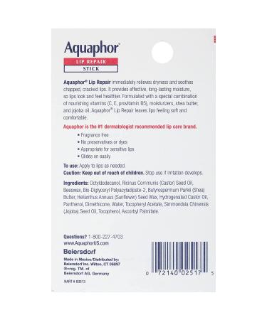 Aquaphor Lip Repair Stick - Immediate Relief 2 Pack | 0.17 oz (4.8 g) - Moisturizing & Soothing - Buy Online on GoSupps.com
